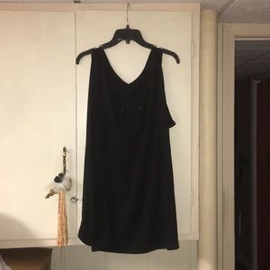 Simple black tank top with string embellishment